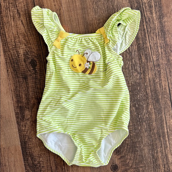 Baby girl 6-12 months Bee swimsuit & coverup bundle - Picture 3 of 4